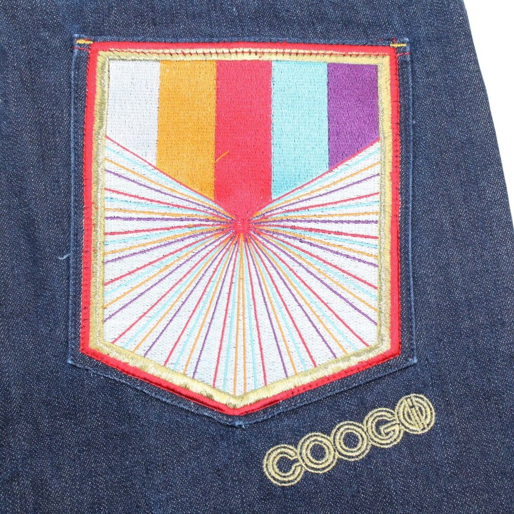 Vintage COOGI Sz 40X32 Y2K Embroidered Rainbow Colors Dk Wash Straight Leg Jeans - Picture 9 of 16